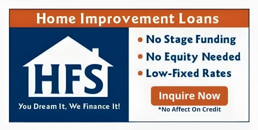 HFS Financial home improvement loans partner button: You Dream It, We Finance It. Inquire now.